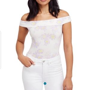 Free people white floral bodysuit